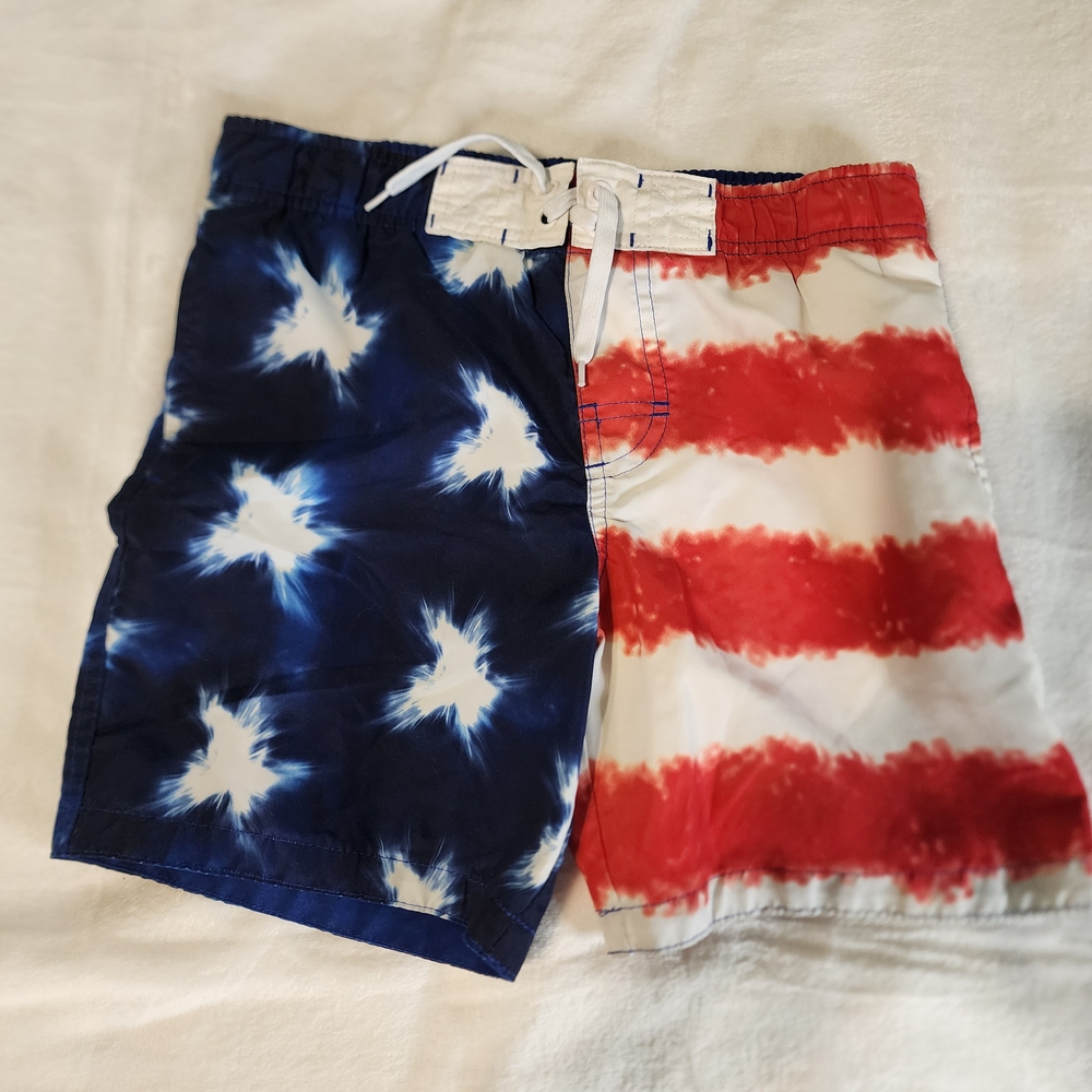 Ocean‎ Pacific Boys Swim Trunks, USA Flag, Red White Blue, Stars And Stripes, XS